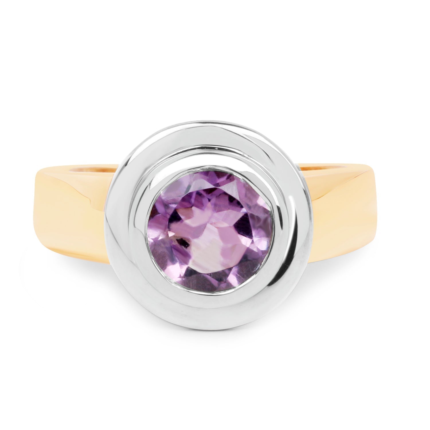 14K Yellow Gold Plated 2.25 Carat Genuine Amethyst .925 Sterling Silver Ring  DestGlow