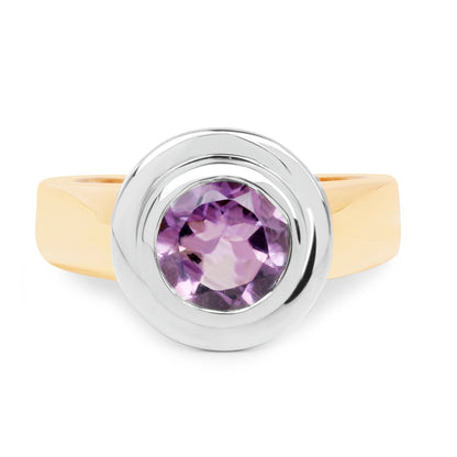 14K Yellow Gold Plated 2.25 Carat Genuine Amethyst .925 Sterling Silver Ring  DestGlow