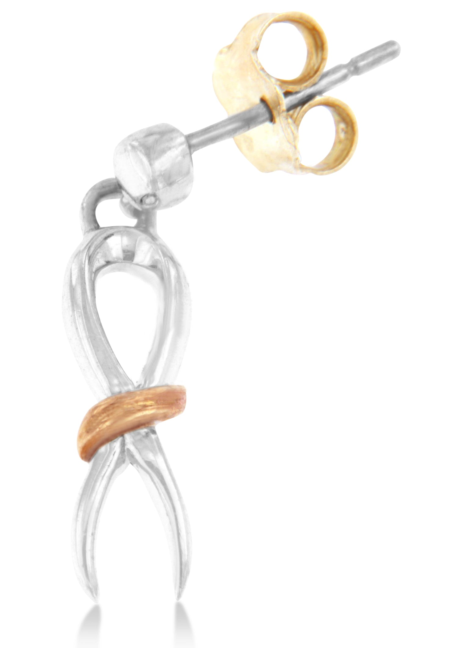 10K Two-Toned Gold Flash Plated .925 Sterling Silver Awareness Ribbon Dangle Earrings by Bids.com