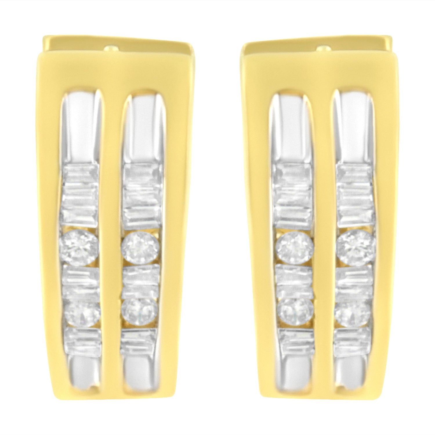 10K Yellow Gold 1/2 cttw Diamond Huggy Heart Hoop Earrings (I-J Clarity, I2-I3 Color) by Bids.com