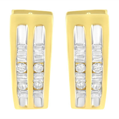 10K Yellow Gold 1/2 cttw Diamond Huggy Heart Hoop Earrings (I-J Clarity, I2-I3 Color) by Bids.com