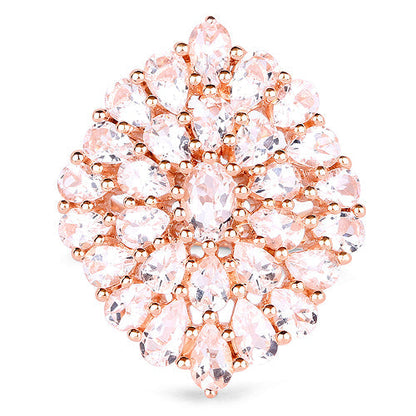 14K Rose Gold Plated 4.55 Carat Genuine Morganite .925 Sterling Silver Ring  DestGlow
