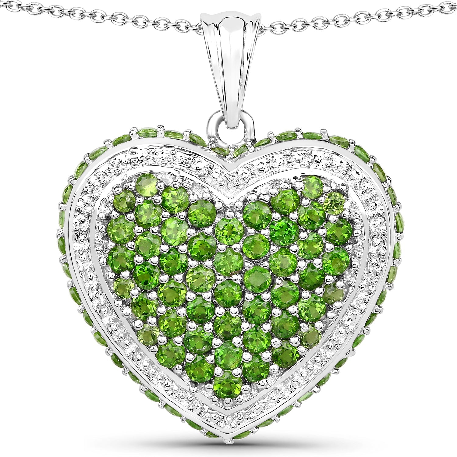 4.62 Carat Genuine Chrome Diopside .925 Sterling Silver Pendant by Bids.com