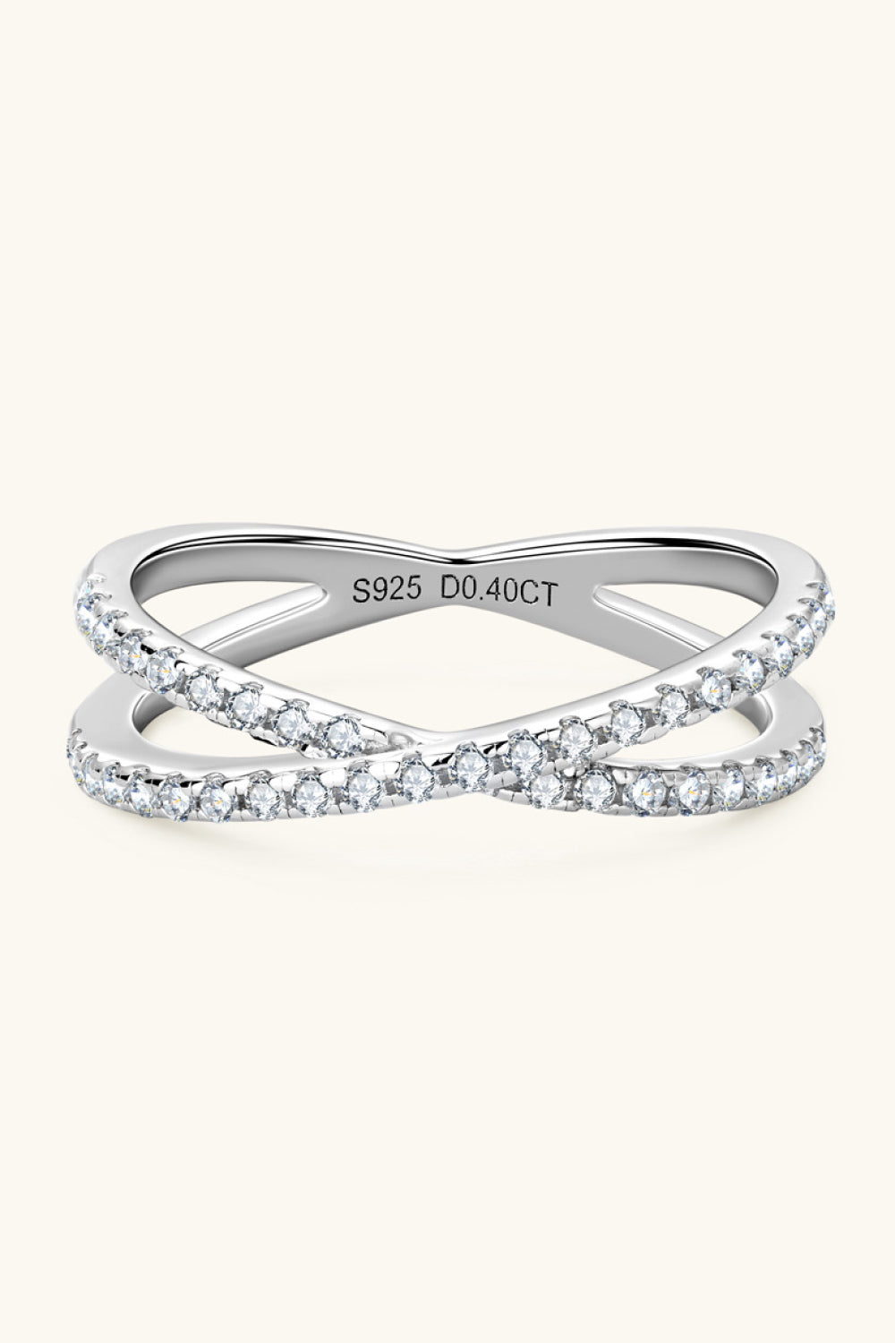 Sparkala™ Platinum Over Pure Sterling Silver Crisscross Ring by Sparkala