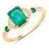 1.08 Carat Genuine Zambian Emerald and White Diamond 10K Yellow Gold Ring  DestGlow