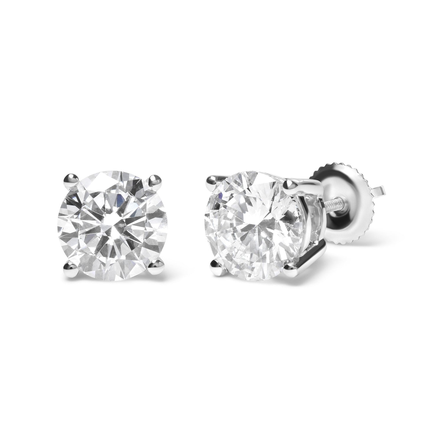 IGI Certified 14K White Gold 5.00 Cttw Round Brilliant-Cut Lab Grown Diamond Classic 4-Prong Stud Earrings with Screw Backs (F-G Color, SI1 Clarity) by Bids.com