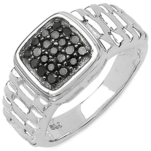 0.22 Carat Genuine Black Diamond .925 Sterling Silver Ring by Bids.com