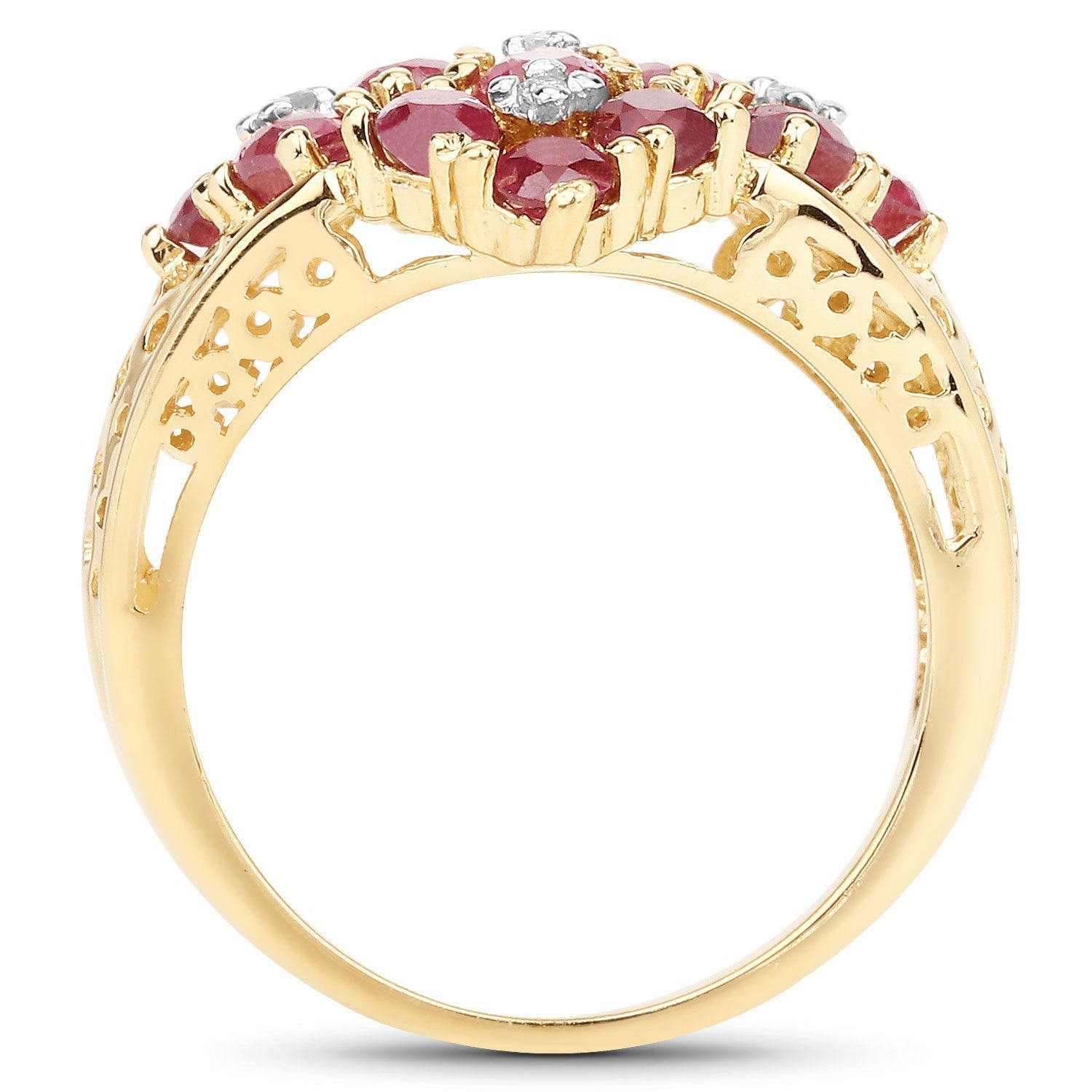 2.13 Carat Genuine Ruby and White Topaz .925 Sterling Silver Ring  DestGlow