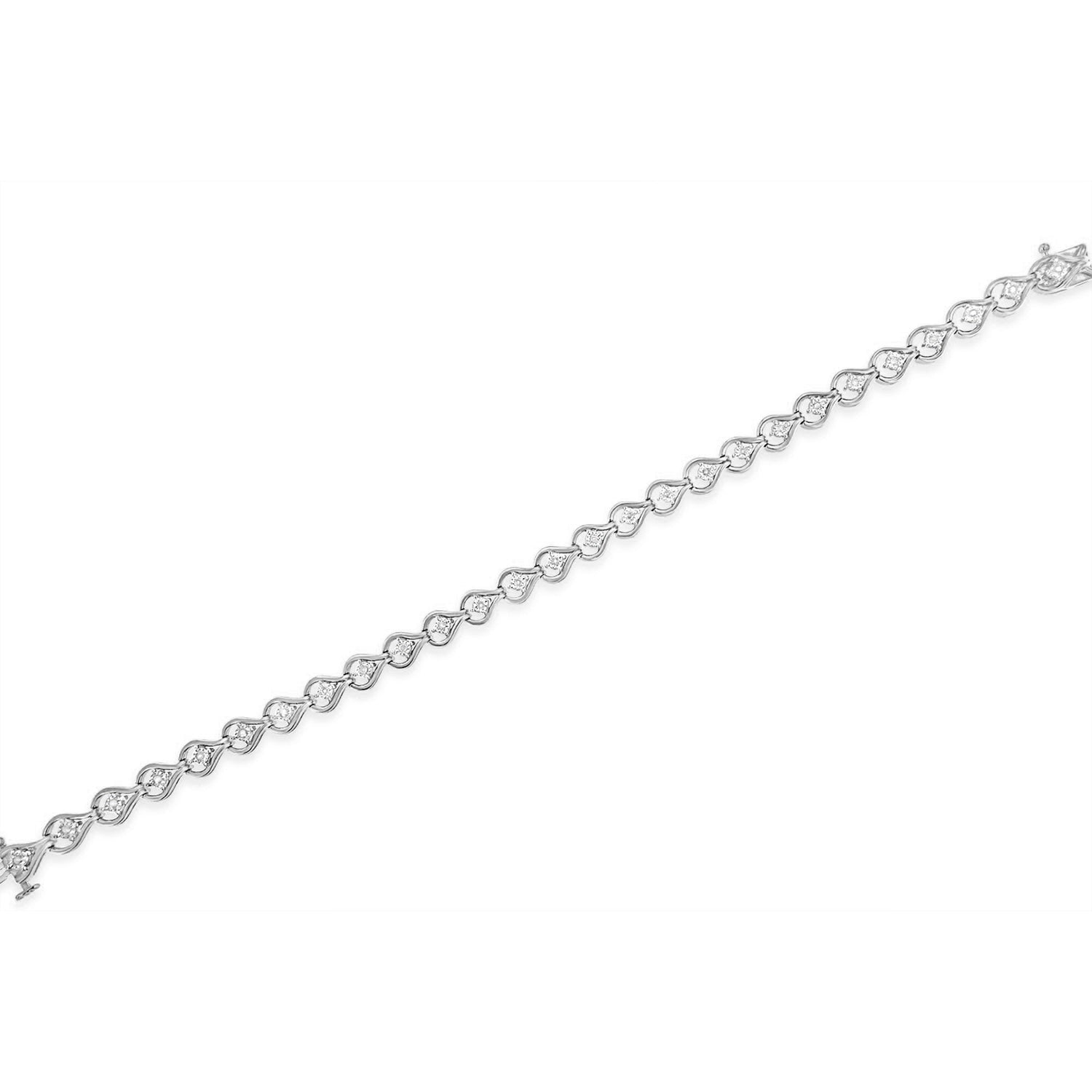 .925 Sterling Silver 1/4 Cttw Diamond Miracle-Set Teardrop Shaped 7â€ Link Bracelet (I-J Color, I3 Clarity) by Bids.com