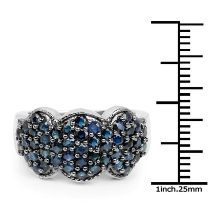 2.35 Carat Genuine Blue Sapphire .925 Sterling Silver Ring  DestGlow