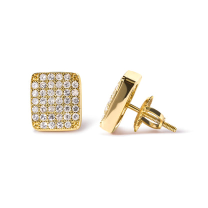 14K Yellow Gold 1/2 Cttw Diamond Square Shaped Composite Cluster Stud Earrings (I-J Color, I1-I2 Clarity) by Bids.com