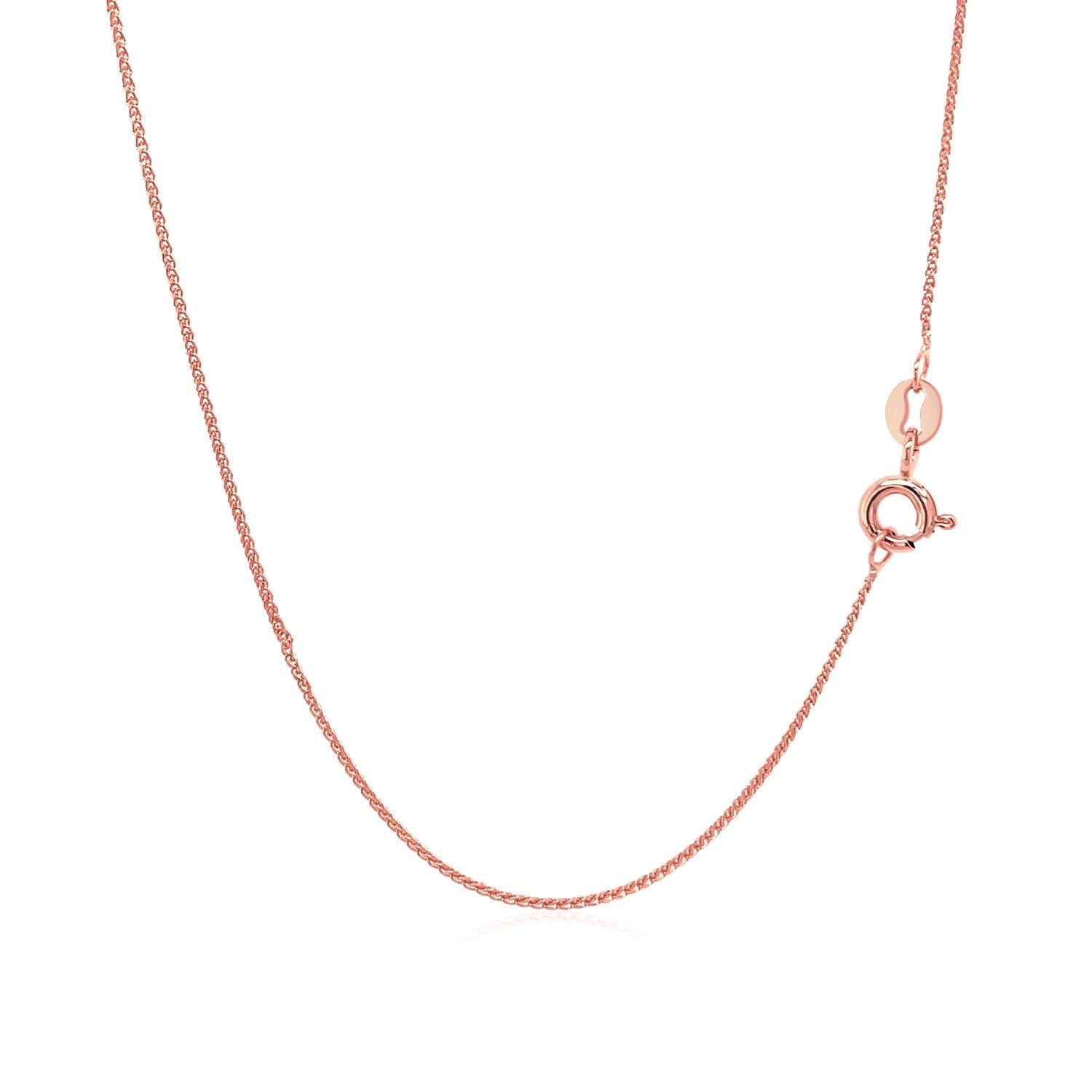 14k Rose Gold Diamond Cut Round Wheat Chain 0.6mm by Bids.com
