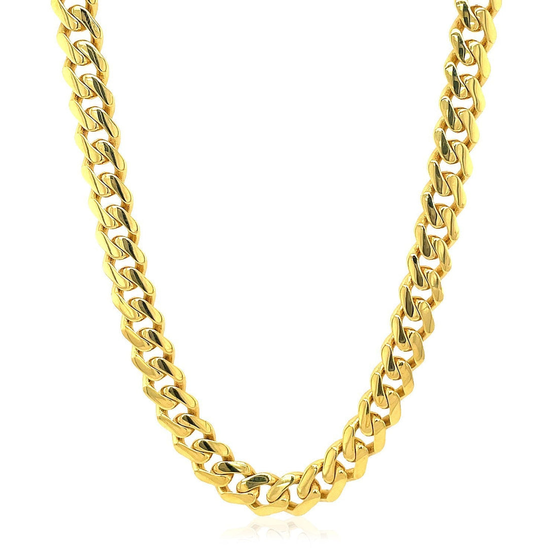 14k Yellow Gold Polished Miami Cuban Chain Necklace  DestGlow