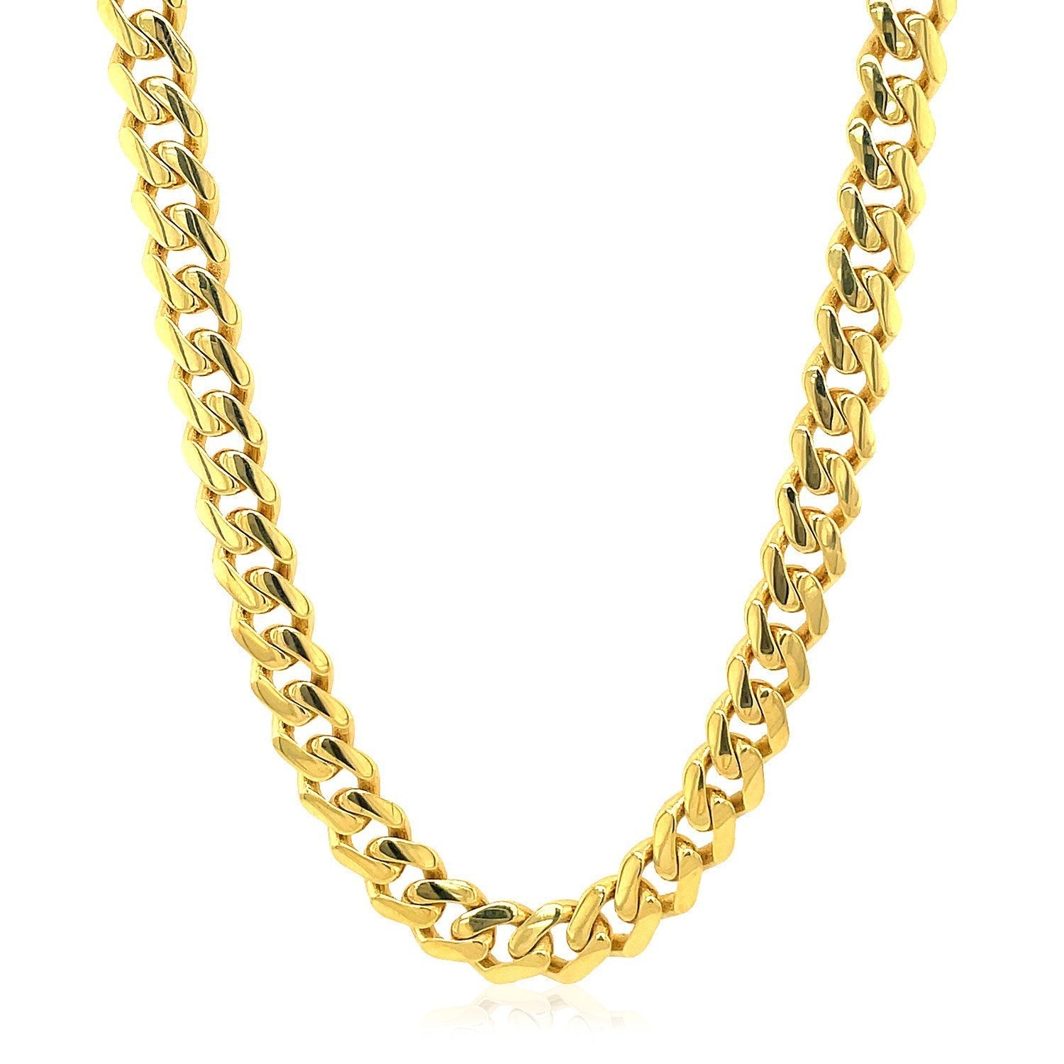 14k Yellow Gold Polished Miami Cuban Chain Necklace  DestGlow