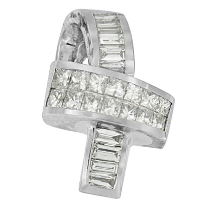 14K White Gold 2 cttw Princess and Baguette Cut Diamond Ribbon Pendant Necklace (H-I, SI-SI2) by Bids.com