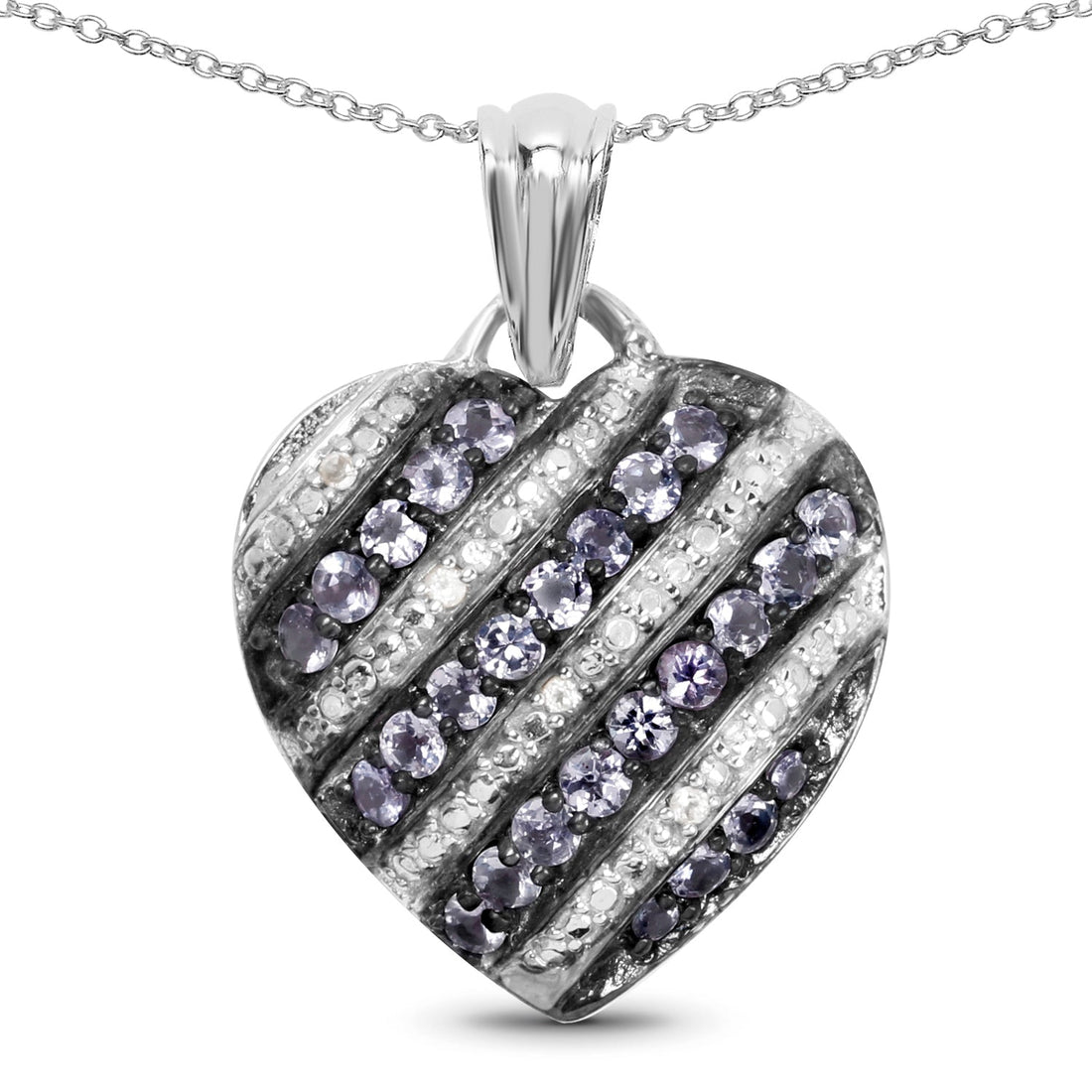 1.30 Carat Genuine Tanzanite and White Topaz .925 Sterling Silver Pendant by Bids.com