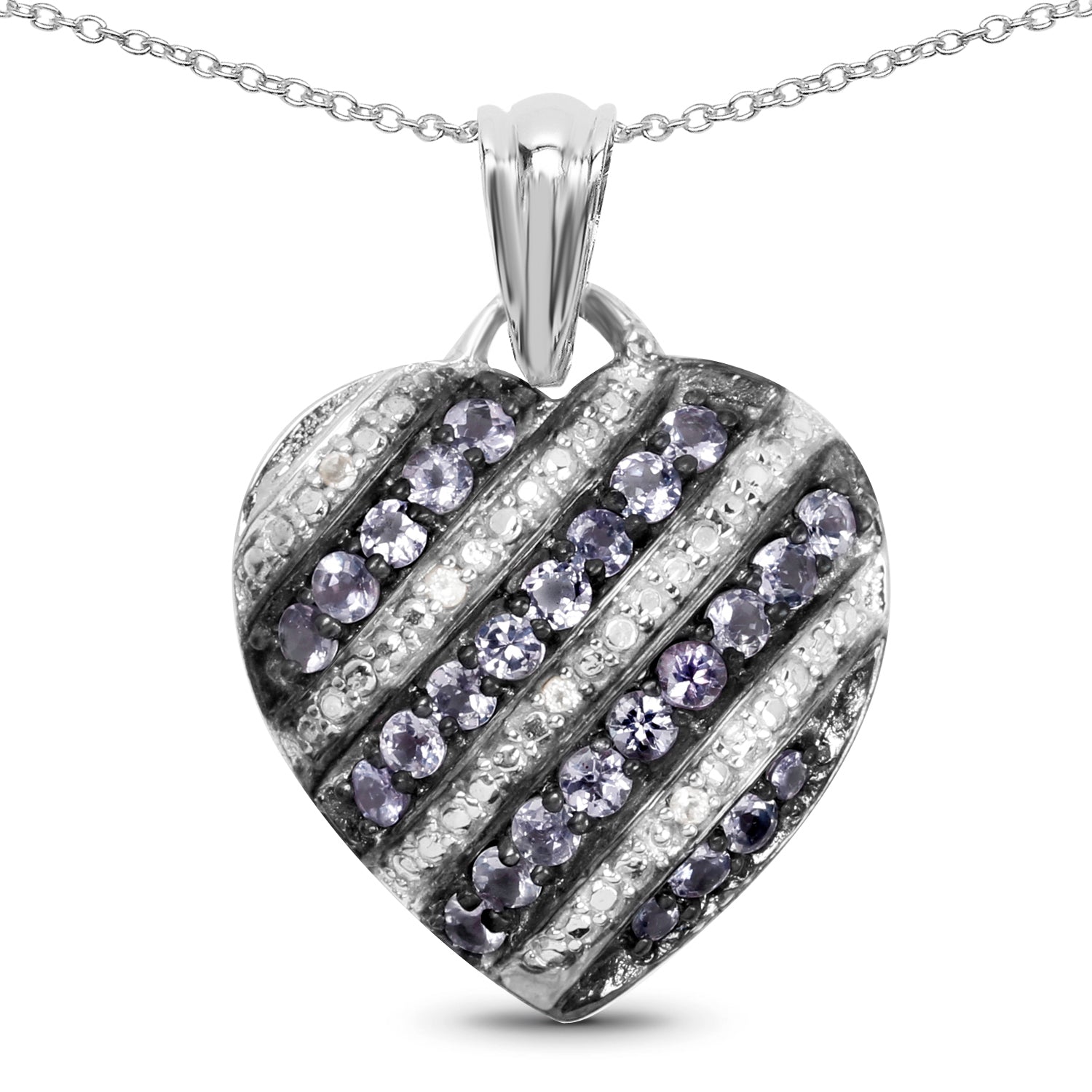 1.30 Carat Genuine Tanzanite and White Topaz .925 Sterling Silver Pendant by Bids.com