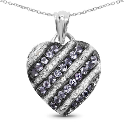 1.30 Carat Genuine Tanzanite and White Topaz .925 Sterling Silver Pendant by Bids.com