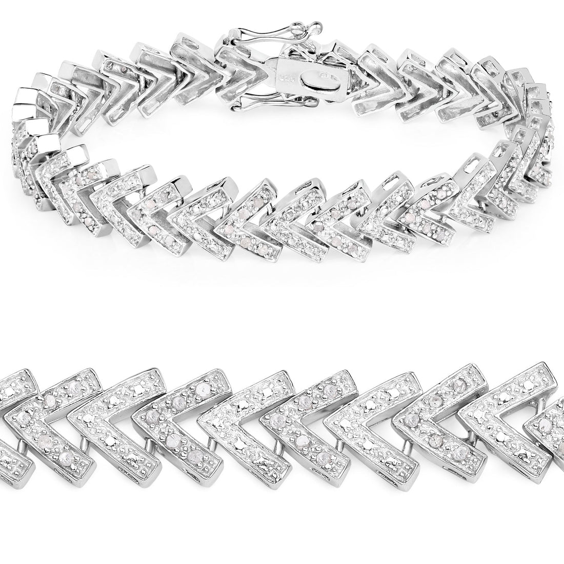 0.90 Carat Genuine White Diamond .925 Sterling Silver Bracelet  DestGlow