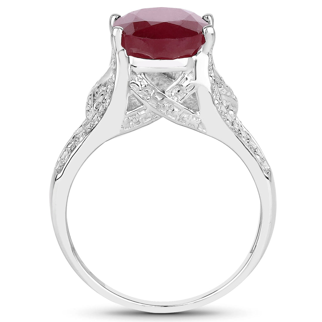 4.00 Carat Genuine Glass Filled Ruby .925 Sterling Silver Ring  DestGlow