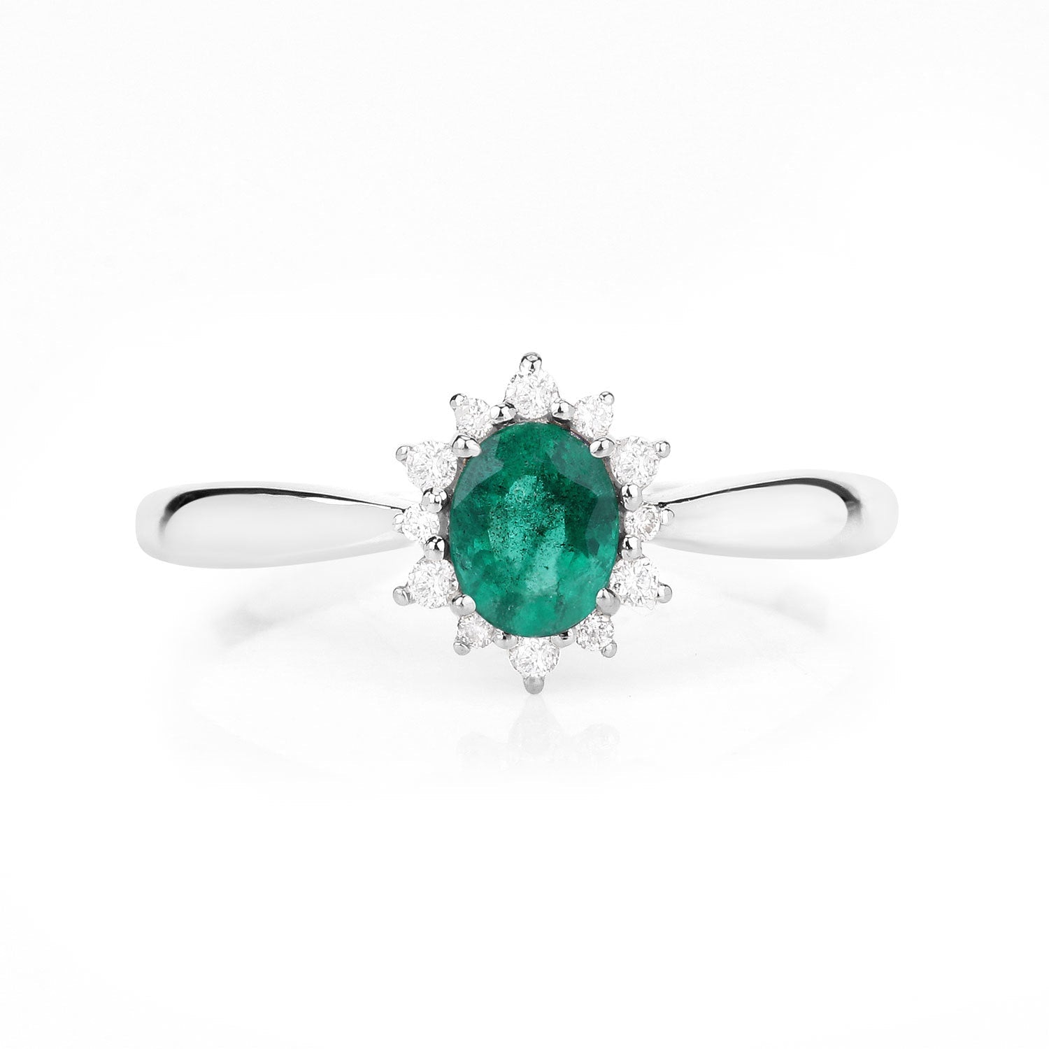 0.40 Carat Genuine Zambian Emerald and White Diamond 14K White Gold Ring by Bids.com