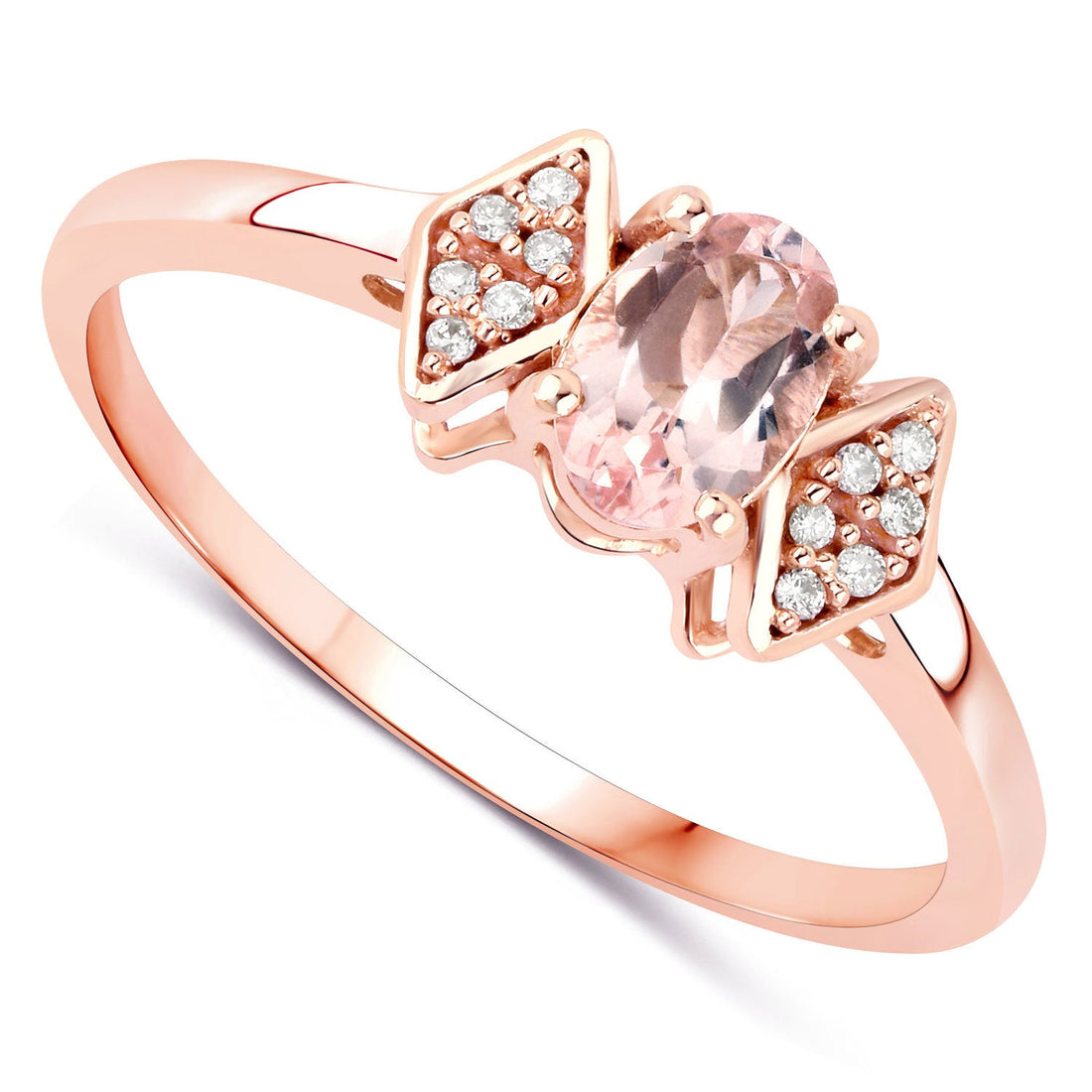 0.46 Carat Genuine Morganite and White Diamond 14K Rose Gold Ring by Bids.com