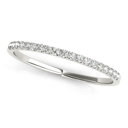 14k White Gold Slim Pave Set Diamond Wedding Band (1/8 cttw) by Bids.com