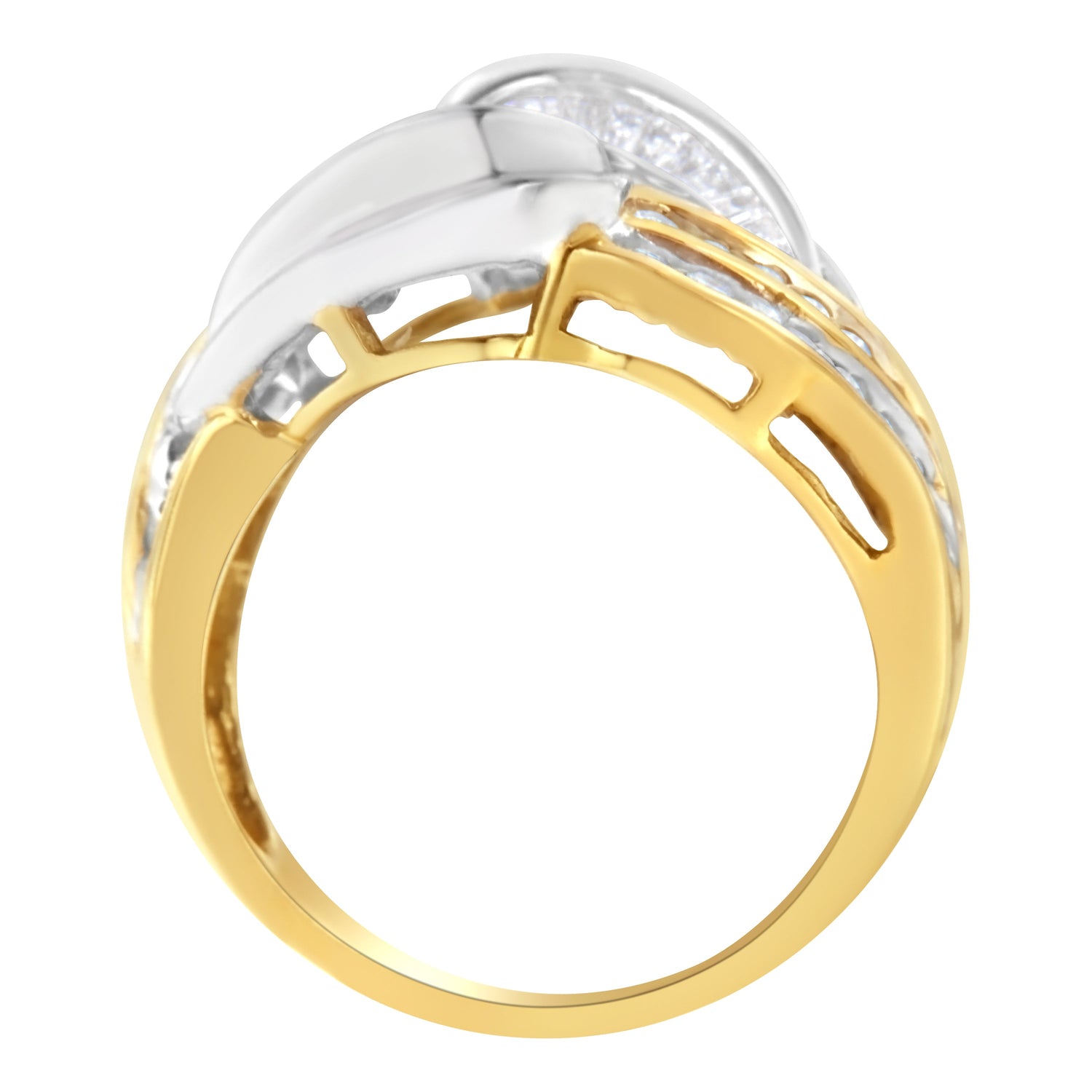 10KT Two-Toned Gold Diamond Bypass Ring (1 cttw, H-I Color, SI1-SI2 Clarity) by Bids.com