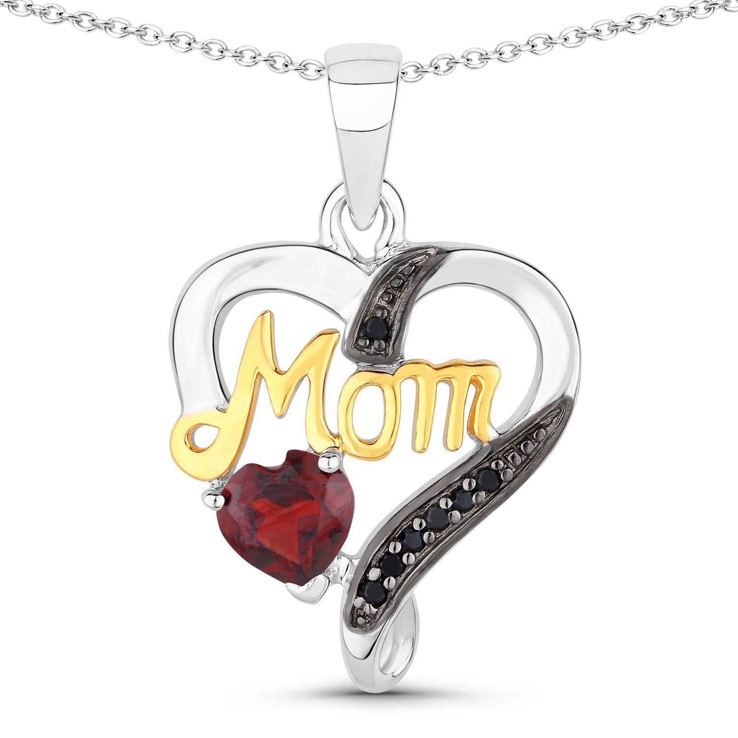 0.55 Carat Genuine Garnet and Black Spinel .925 Sterling Silver Pendant by Bids.com