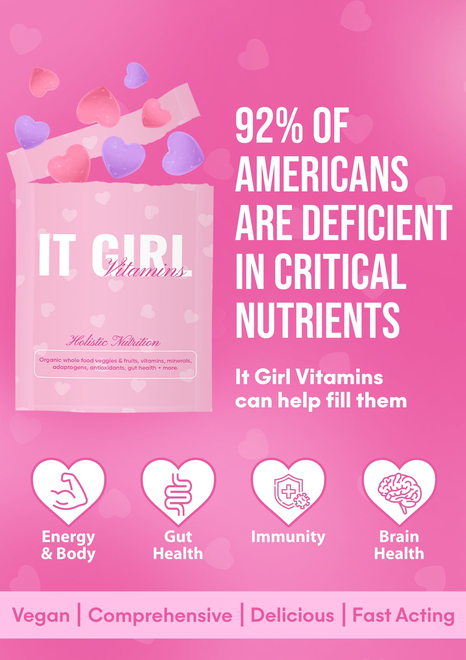 It Girl Snack - Superfoods Greens Gummies in Pink Starburst Flavor