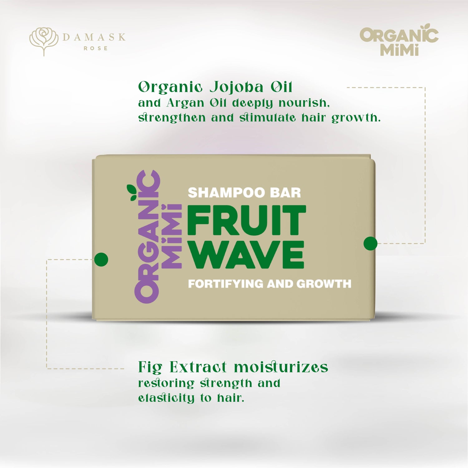 ORGANIC MIMI, FRUIT WAVE FORTIFYING AND GROWTH SHAMPOO BAR, 50 g by Damask Rose