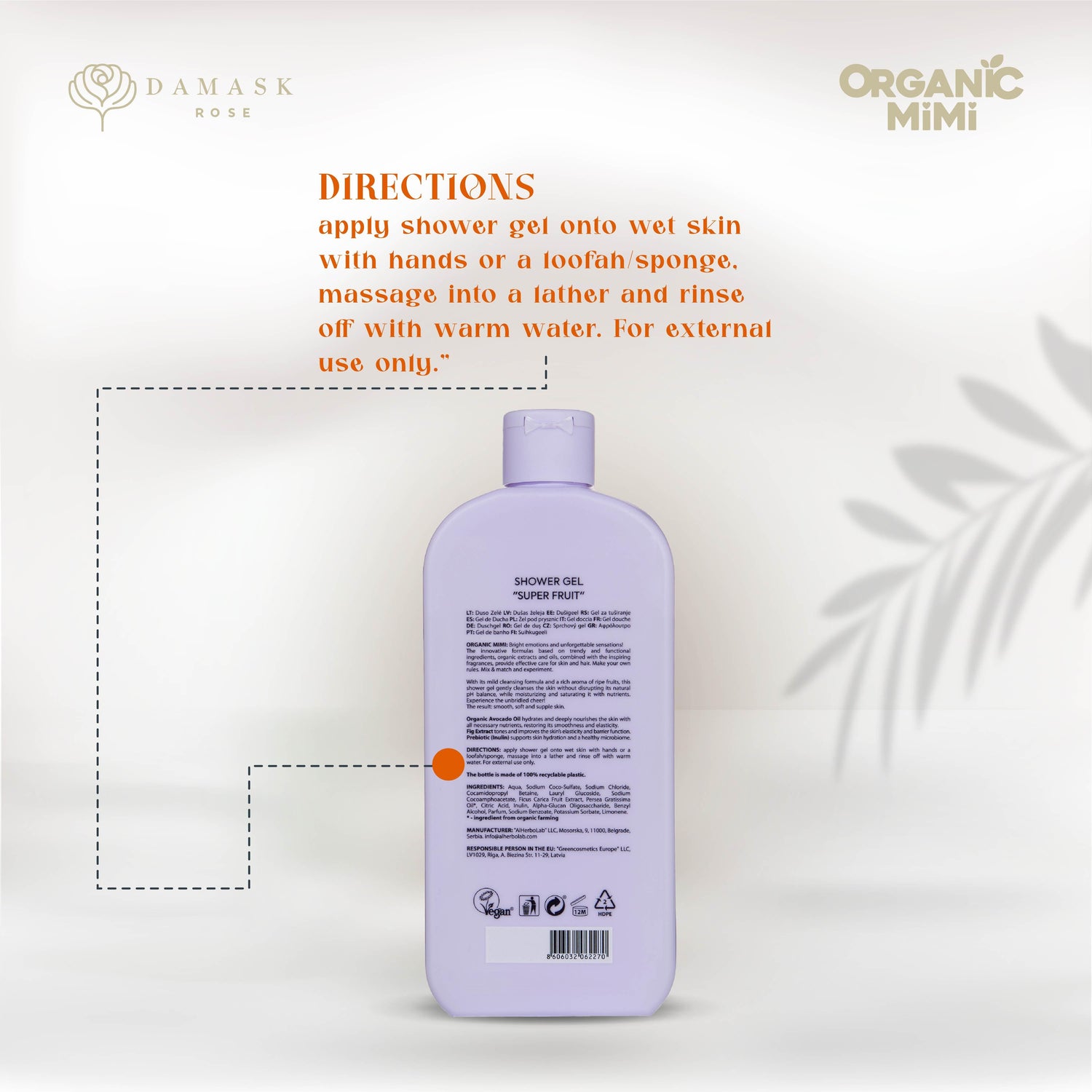 ORGANIC MIMI, SHOWER GEL SUPER FRUIT, 400 ml by Damask Rose