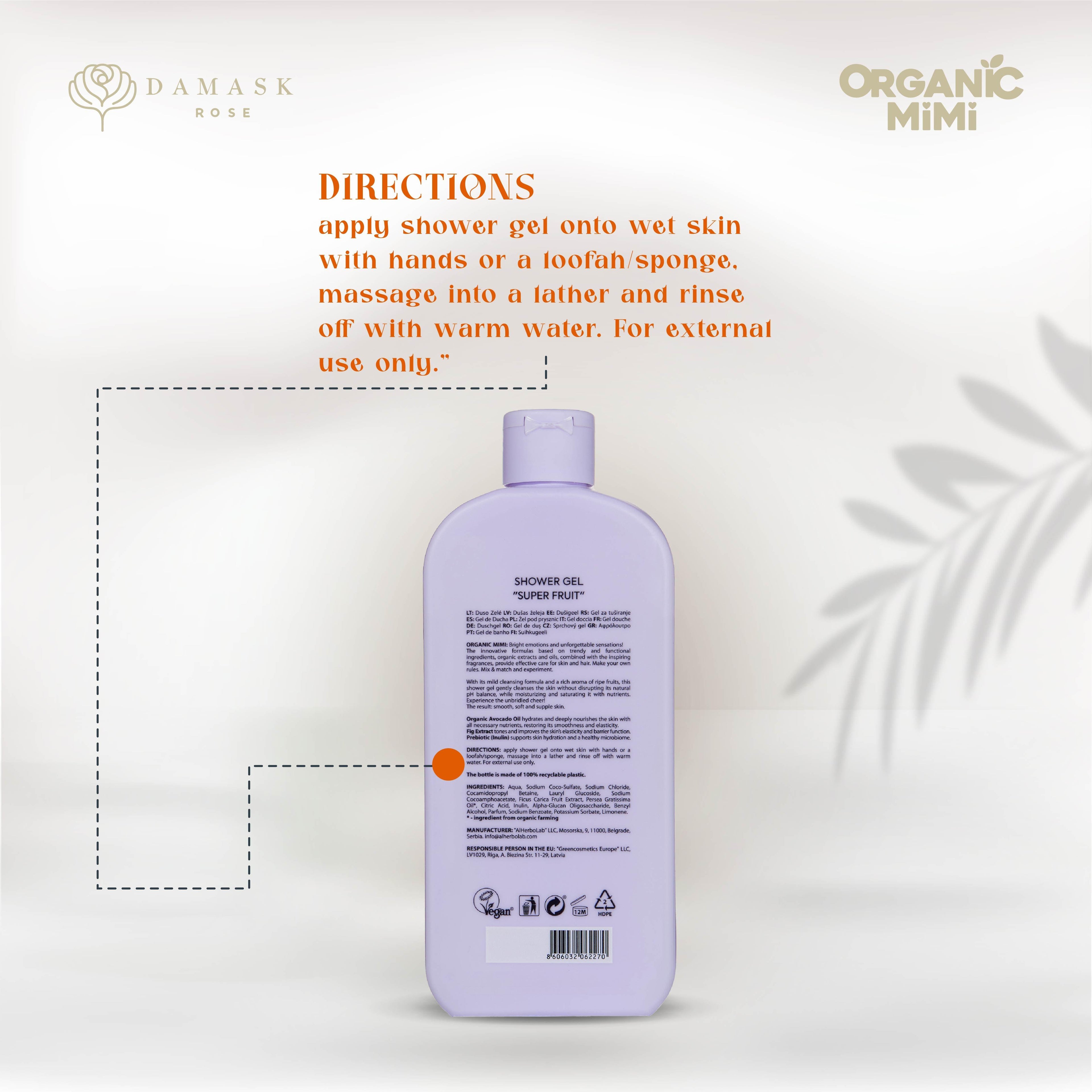 ORGANIC MIMI, SHOWER GEL SUPER FRUIT, 400 ml by Damask Rose