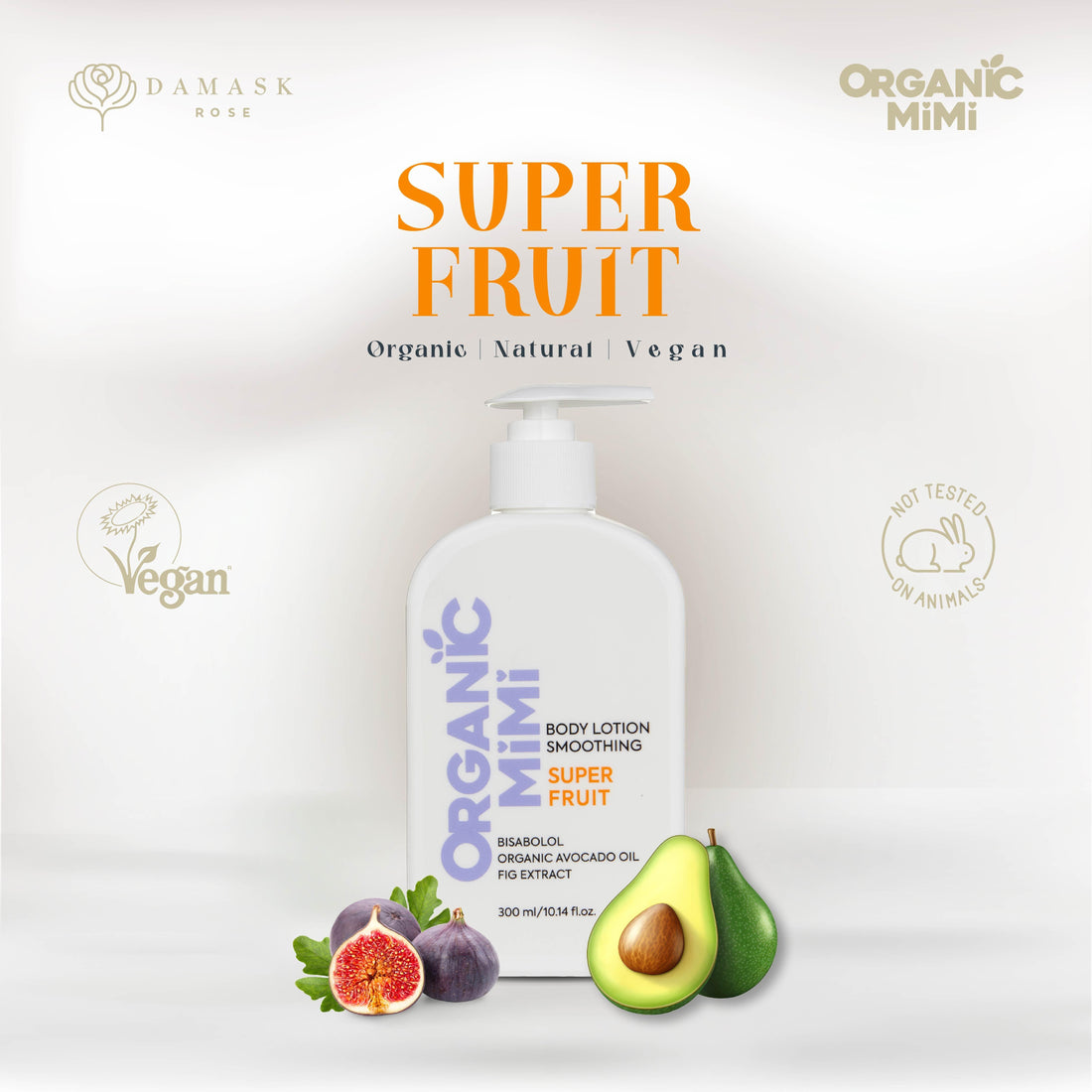 ORGANIC MIMI, BODY LOTION SMOOTHING SUPER FRUIT, 300 ml by Damask Rose