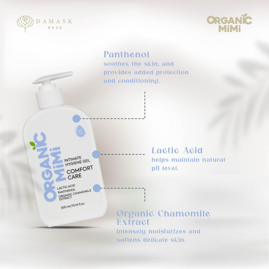 ORGANIC MIMI, INTIMATE HYGIENE GEL COMFORT CARE, 300 ml by Damask Rose