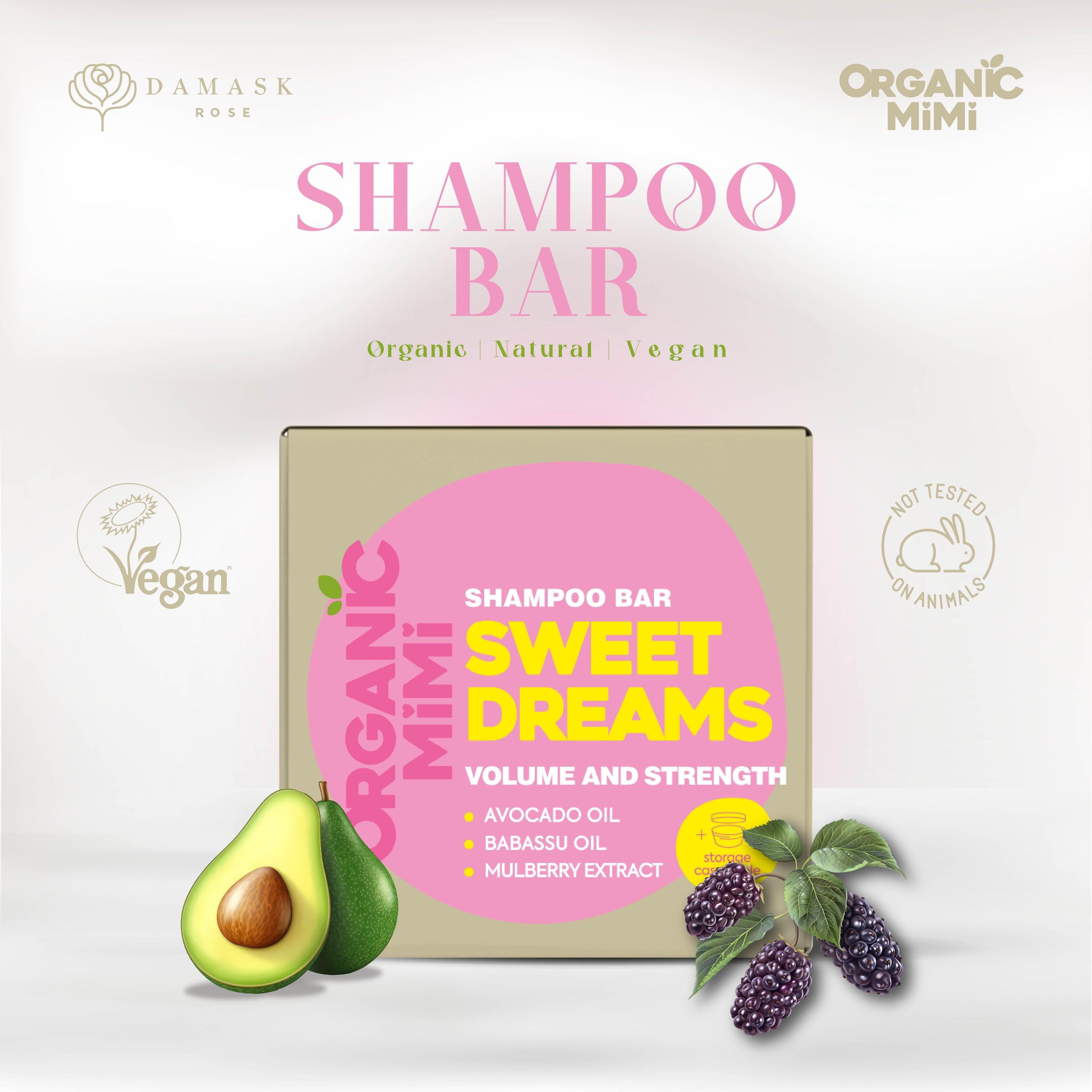 ORGANIC MIMI, SWEET DREAMS VOLUME AND STRENGTH SHAMPOO BAR, 50 g by Damask Rose