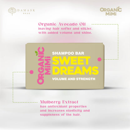 ORGANIC MIMI, SWEET DREAMS VOLUME AND STRENGTH SHAMPOO BAR, 50 g by Damask Rose