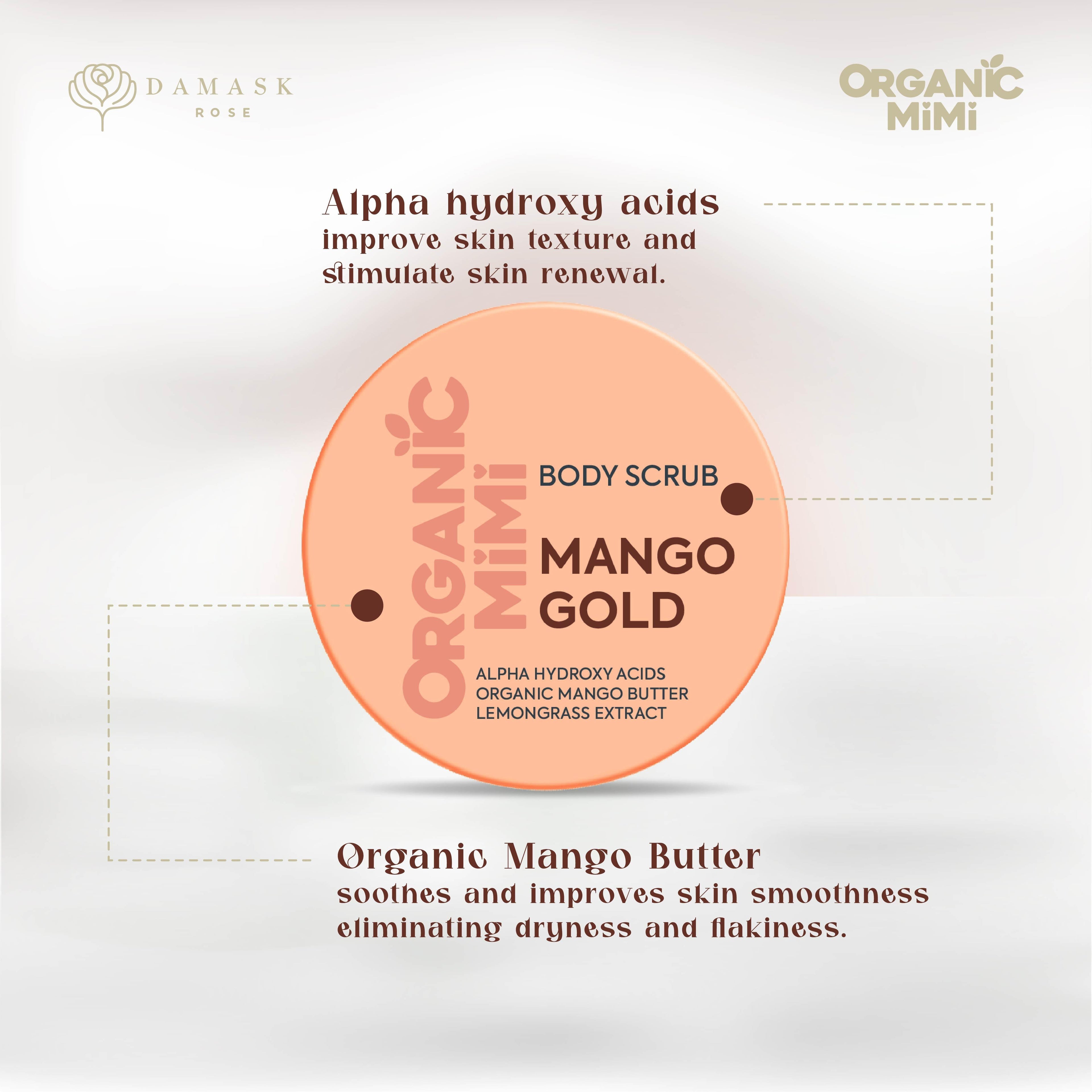 ORGANIC MIMI, BODY SCRUB MANGO GOLD, 250 g by Damask Rose
