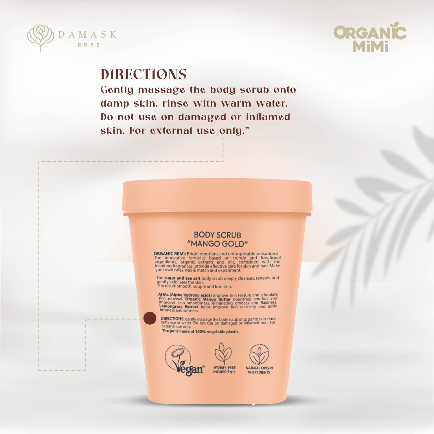 ORGANIC MIMI, BODY SCRUB MANGO GOLD, 250 g by Damask Rose