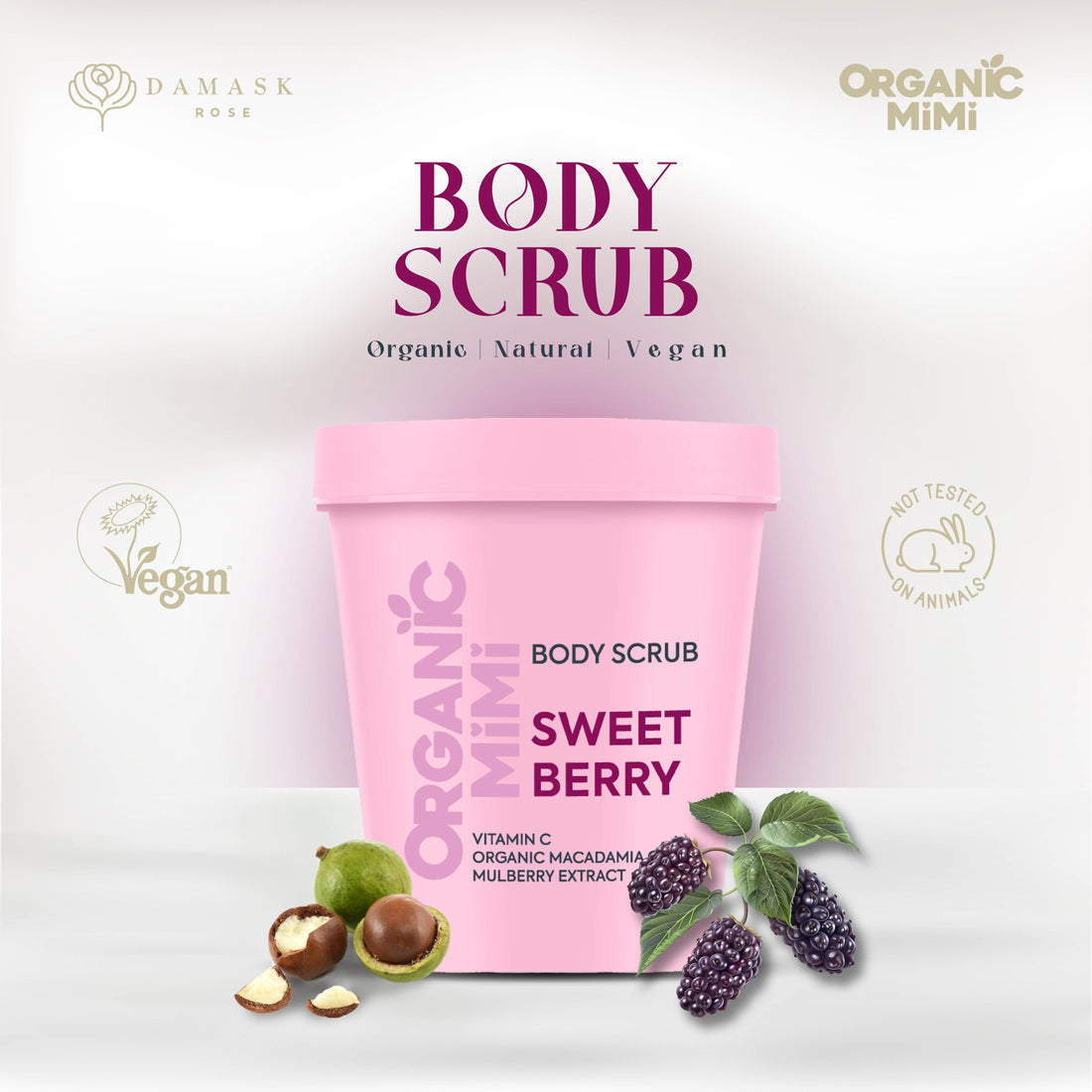 ORGANIC MIMI, BODY SCRUB SWEET BERRY, 250 g by Damask Rose