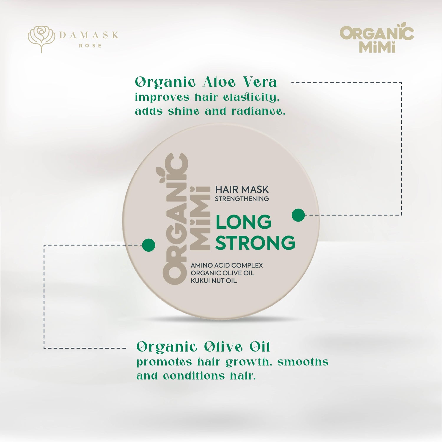ORGANIC MIMI, HAIR MASK STRENGTHENING LONG STRONG, 200 ml by Damask Rose