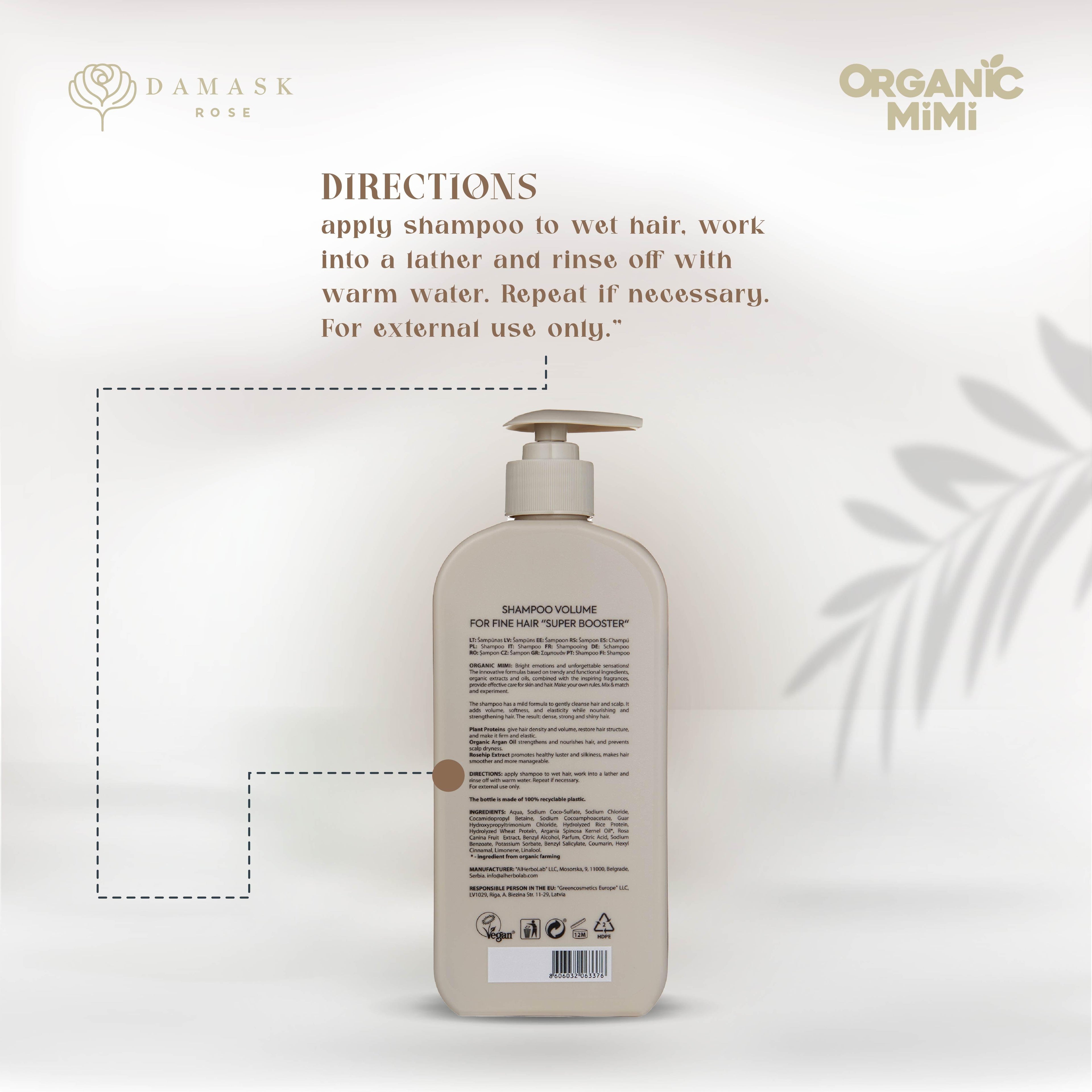ORGANIC MIMI, SHAMPOO VOLUME SUPER BOOSTER, 400 ml by Damask Rose