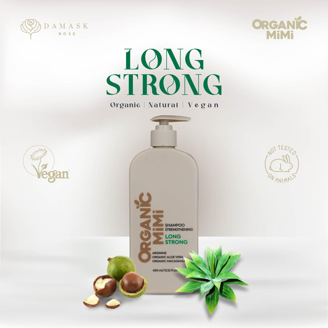 ORGANIC MIMI, SHAMPOO STRENGTHENING LONG STRONG, 400 ml by Damask Rose