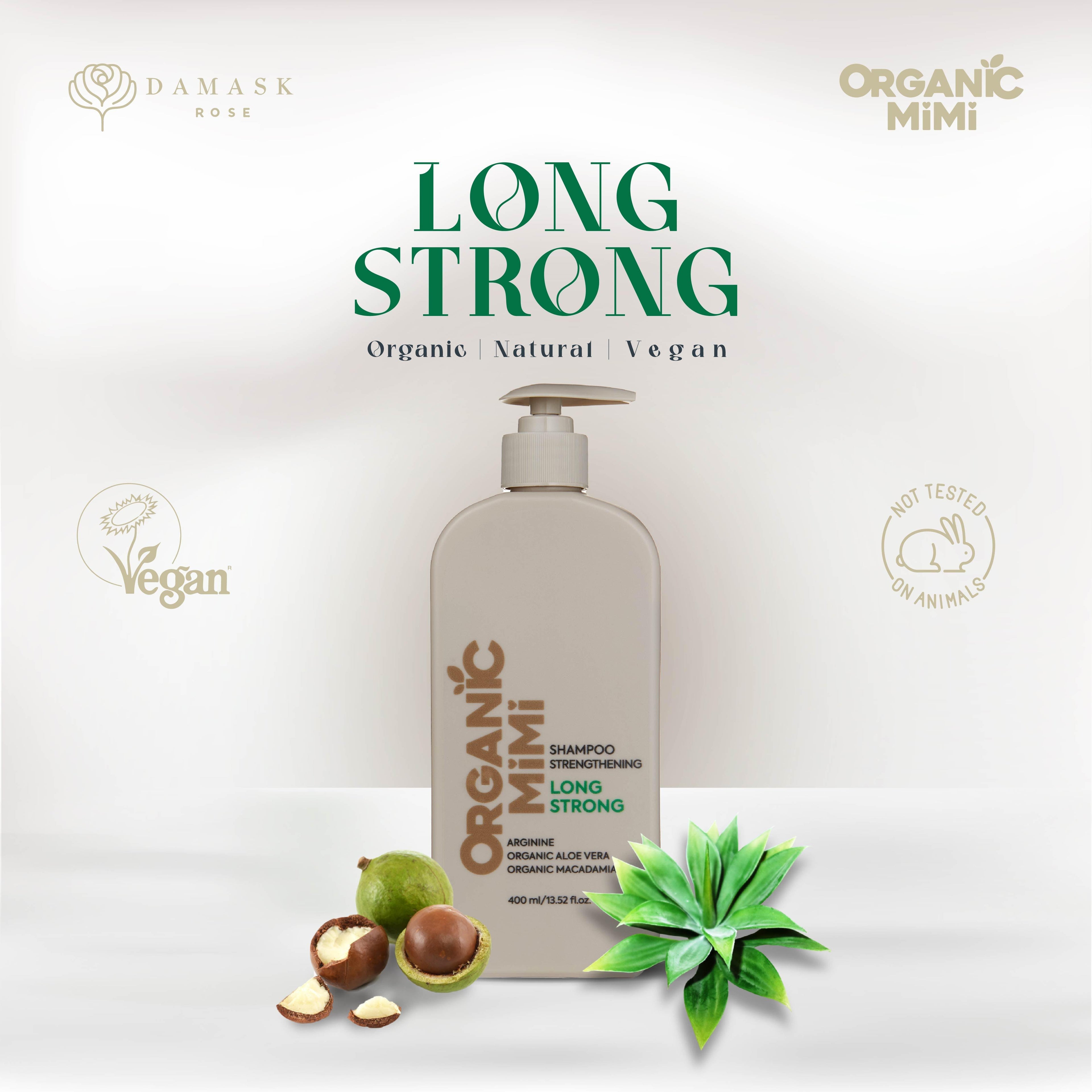 ORGANIC MIMI, SHAMPOO STRENGTHENING LONG STRONG, 400 ml by Damask Rose