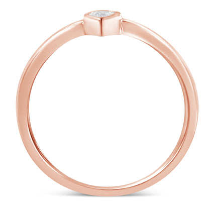 14K Rose Gold Plated .925 Sterling Silver 1/20 Carat Diamond Teardrop Pear-Shaped Miracle Set Petite Fashion Ring (J-K Color, I1-I2 Clarity) - Size 6 by Bids.com