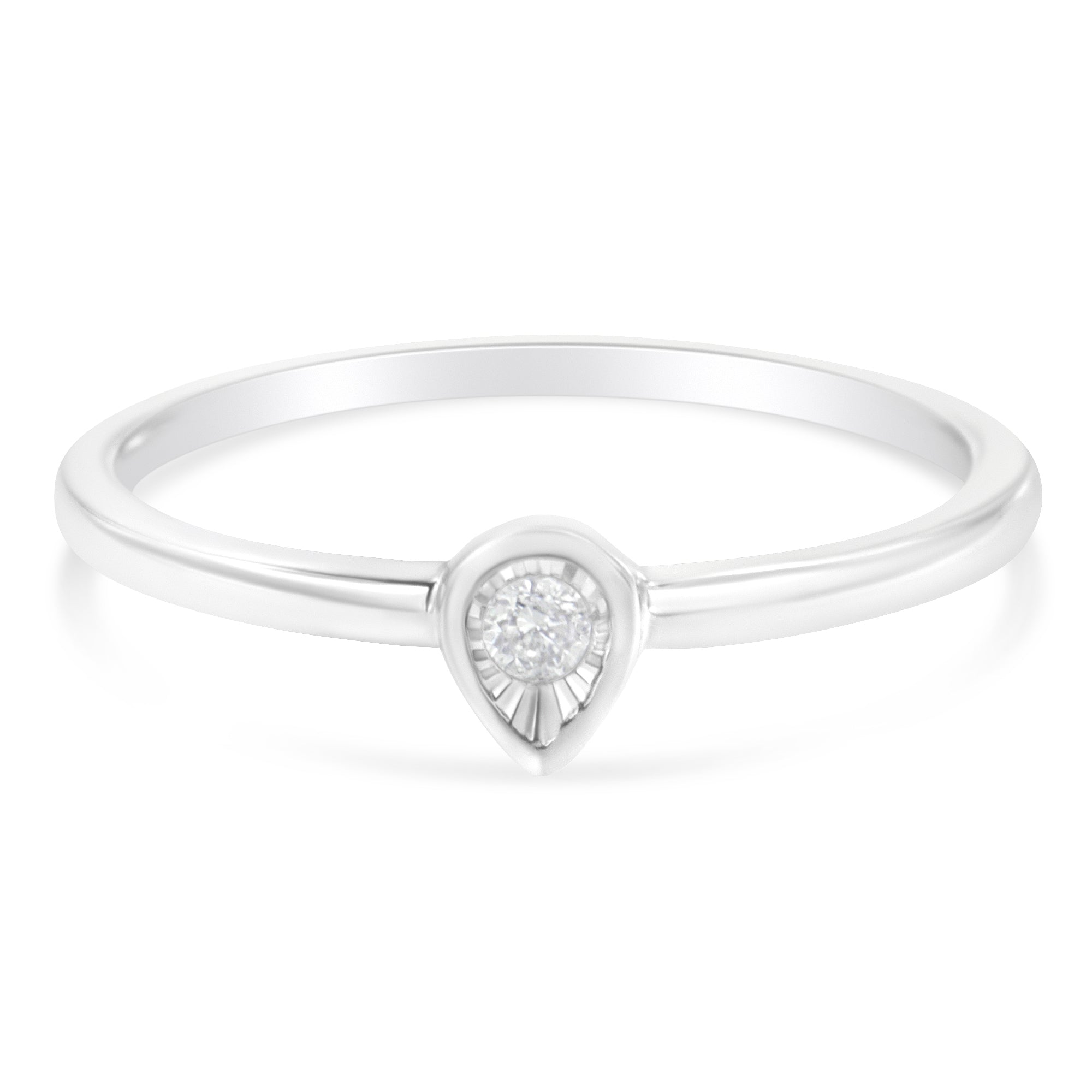 .925 Sterling Silver 1/20 Carat Diamond Teardrop Pear-Shaped Miracle Set Petite Fashion Promise Ring (J-K Color, I1-I2 Clarity) - Size 6 by Bids.com