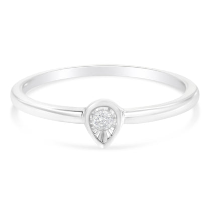 .925 Sterling Silver 1/20 Carat Diamond Teardrop Pear-Shaped Miracle Set Petite Fashion Promise Ring (J-K Color, I1-I2 Clarity) - Size 6 by Bids.com
