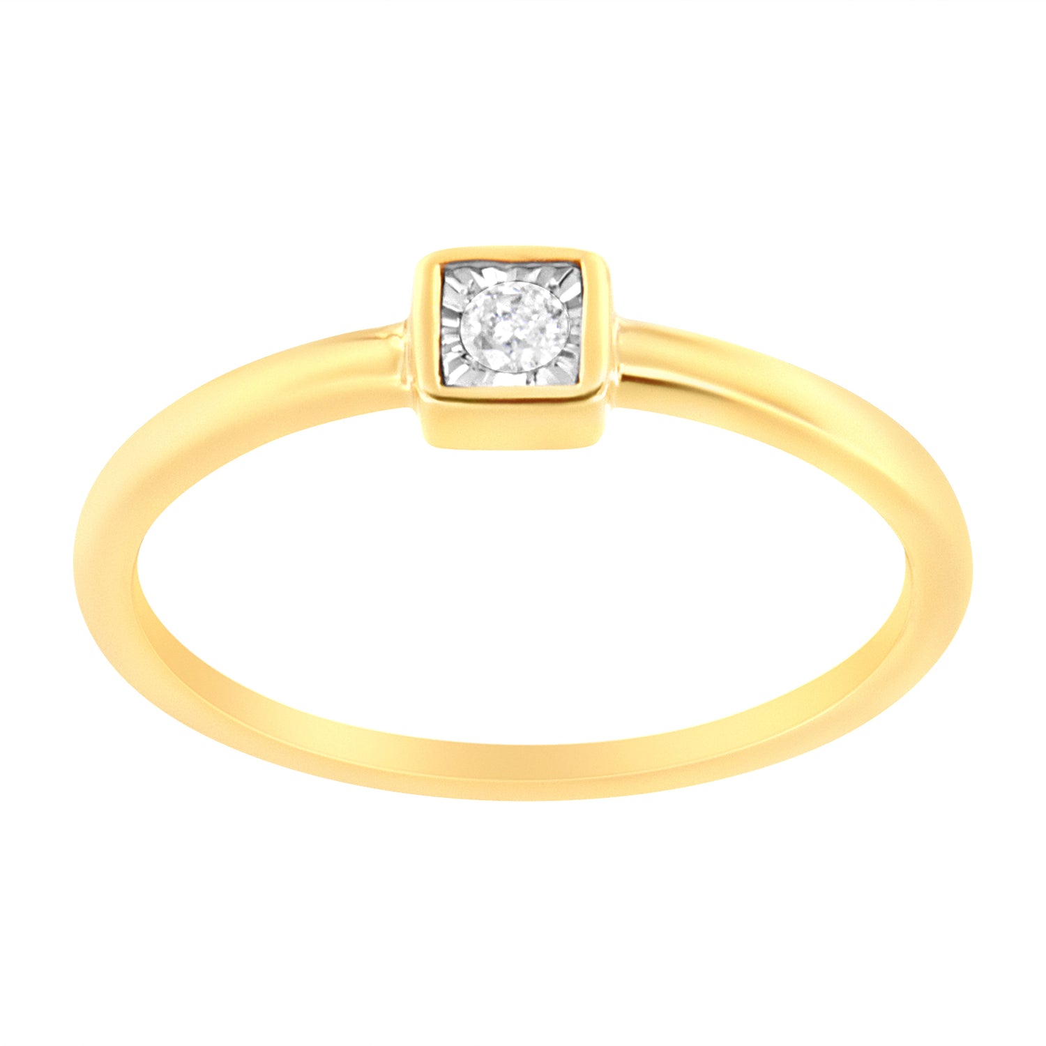 14K Yellow Gold Plated .925 Sterling Silver 1/20 cttw Miracle Set Diamond Promise Ring (J-K Color, I1-I2 Clarity) - Size 6  DestGlow