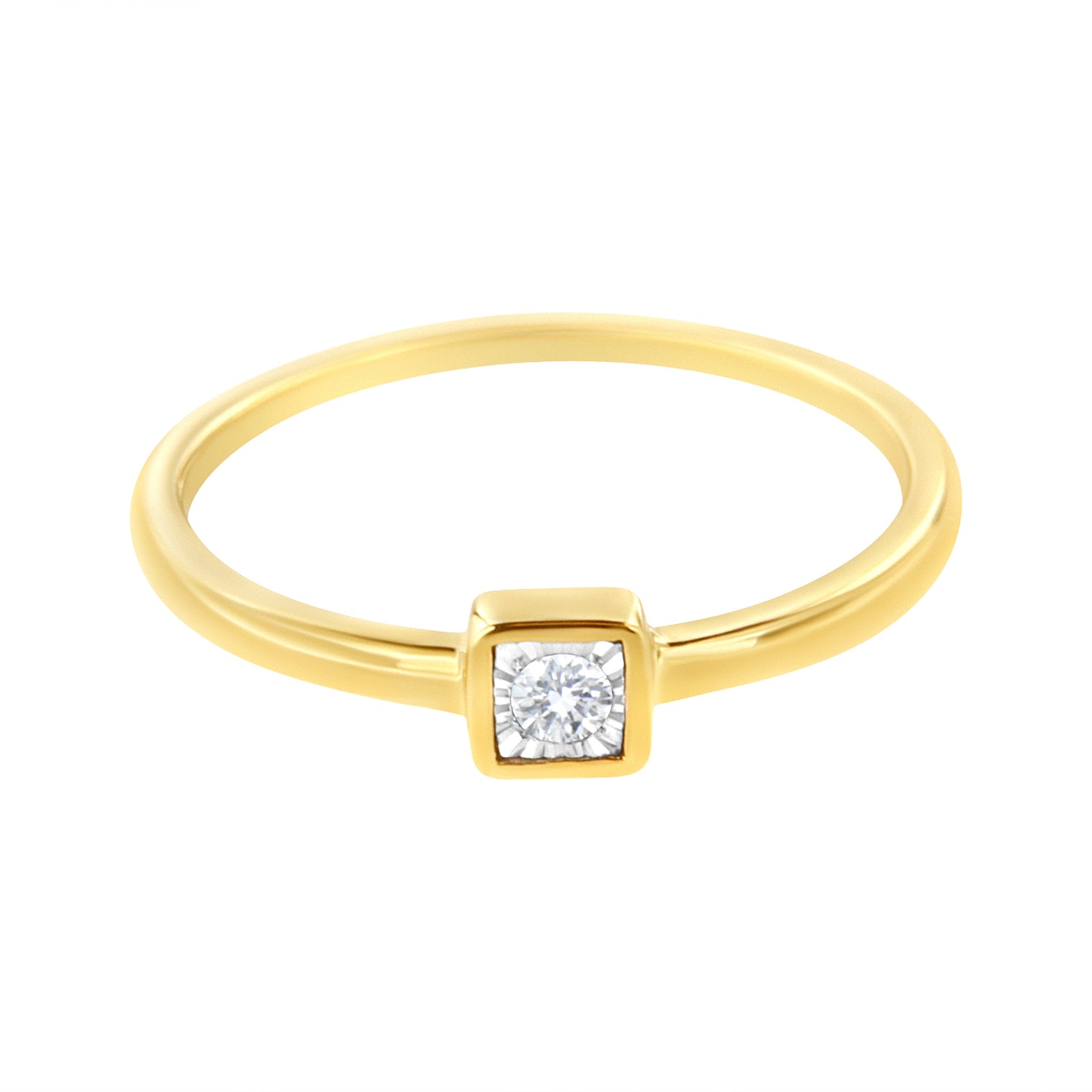 14K Yellow Gold Plated .925 Sterling Silver 1/20 cttw Miracle Set Diamond Promise Ring (J-K Color, I1-I2 Clarity) - Size 6  DestGlow