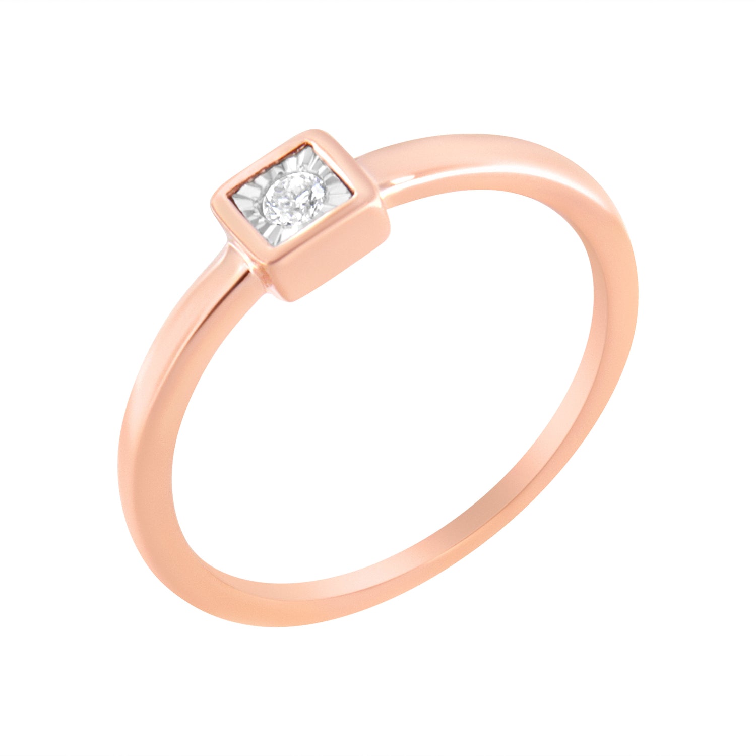 14K Rose Gold Plated .925 Sterling Silver 1/20 cttw Miracle Set Diamond Promise Ring (J-K Color, I1-I2 Clarity) - Size 6 by Bids.com